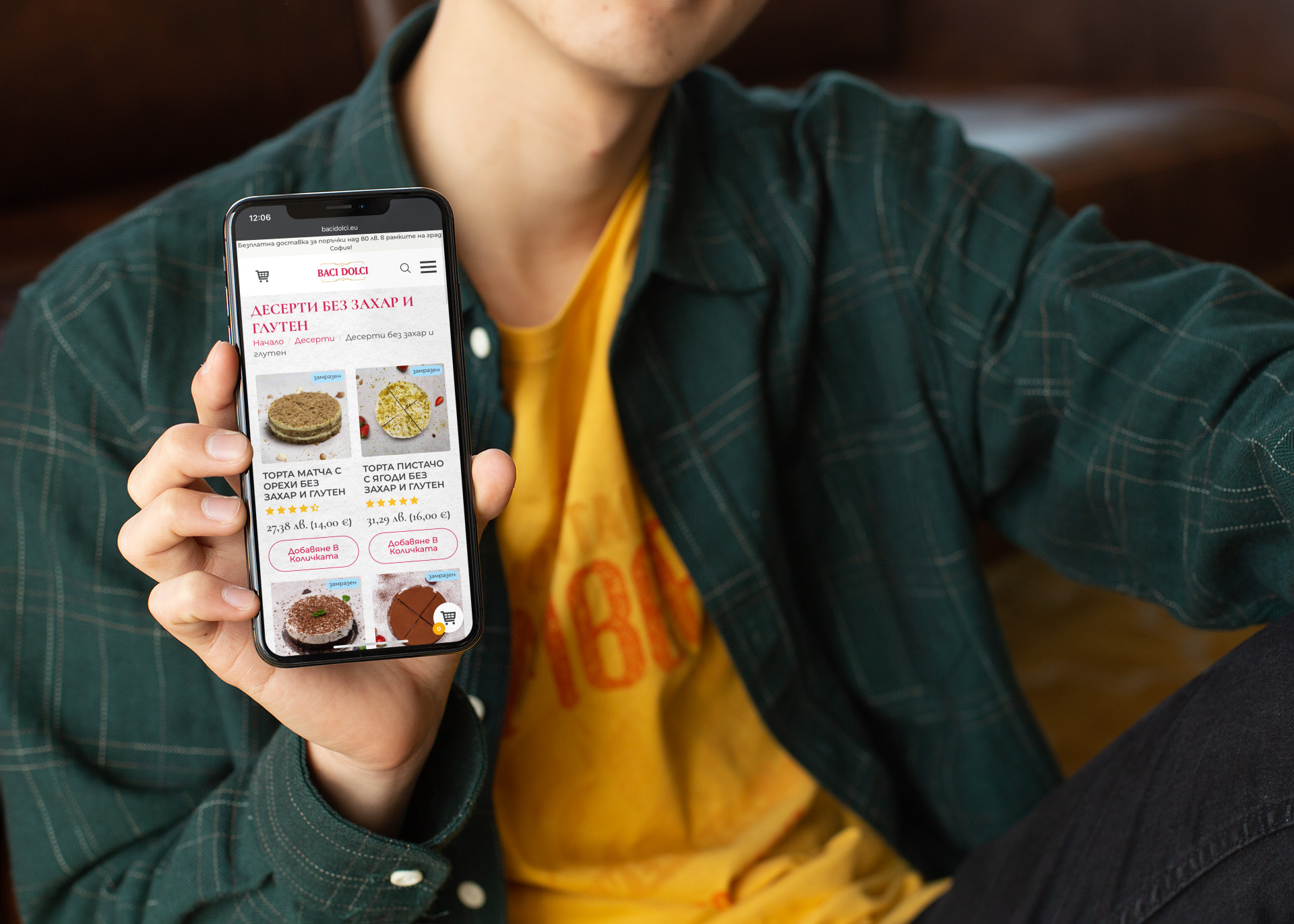 mockup of a slim man holding an iphone x 25546